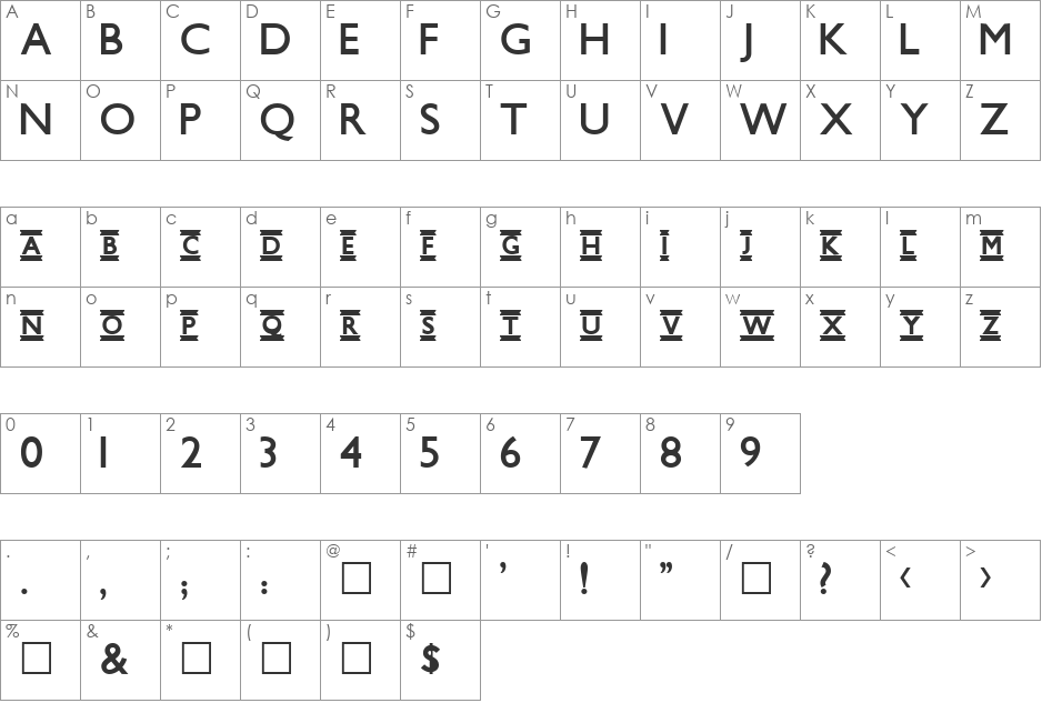Underground font character map preview
