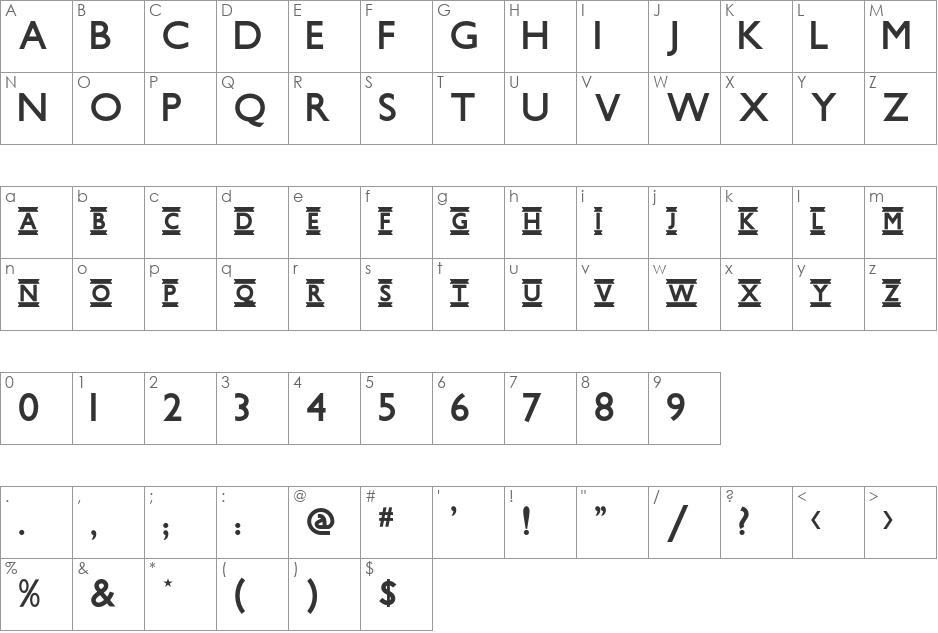 Underground NF font character map preview