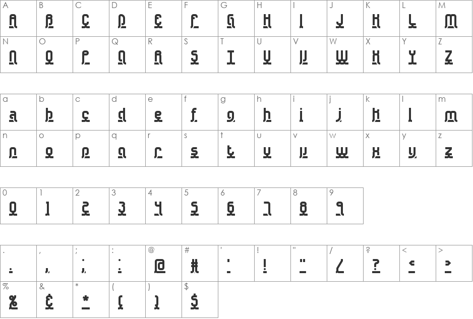 Underscore 2 BRK font character map preview