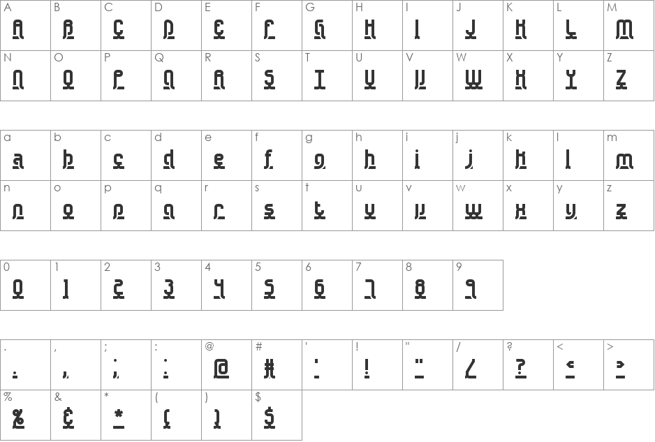 Underscore BRK font character map preview
