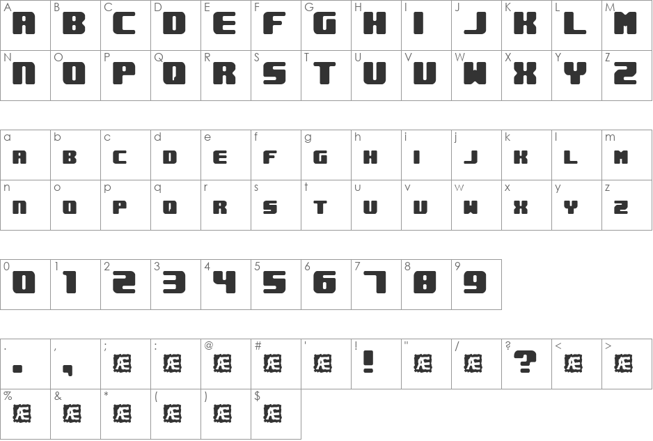 Underwhelmed (BRK) font character map preview