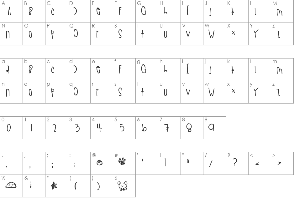 BestestWithYou font character map preview