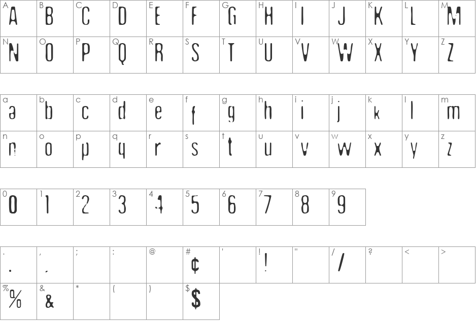 Undo36 font character map preview