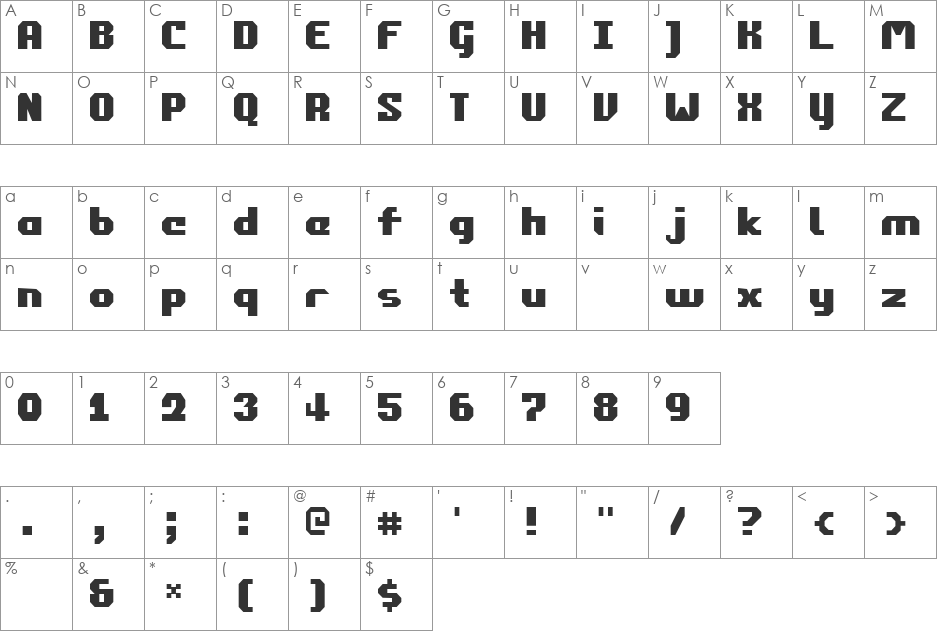 Unesco font character map preview