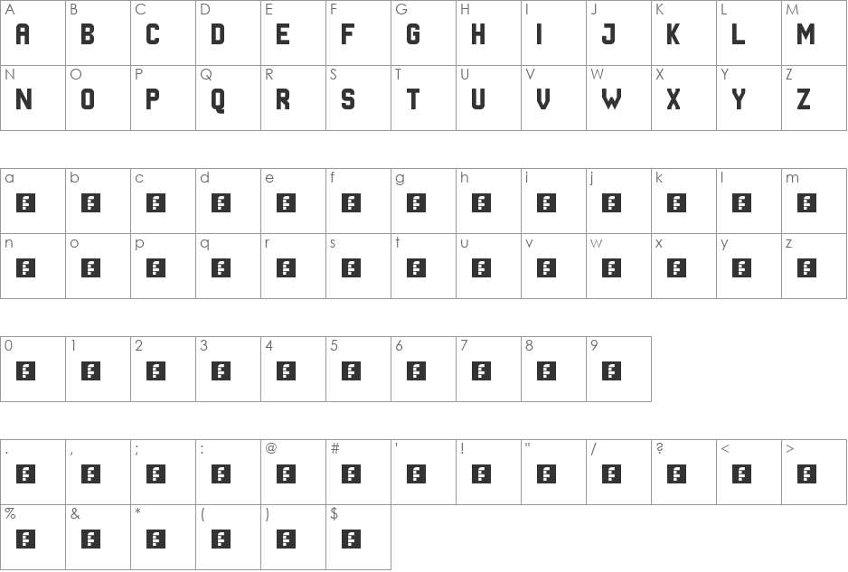 uniform 2 font character map preview
