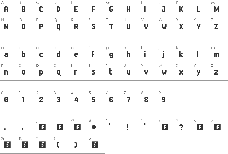Uniform heavy font character map preview