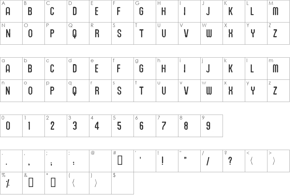 Union Agrochem font character map preview