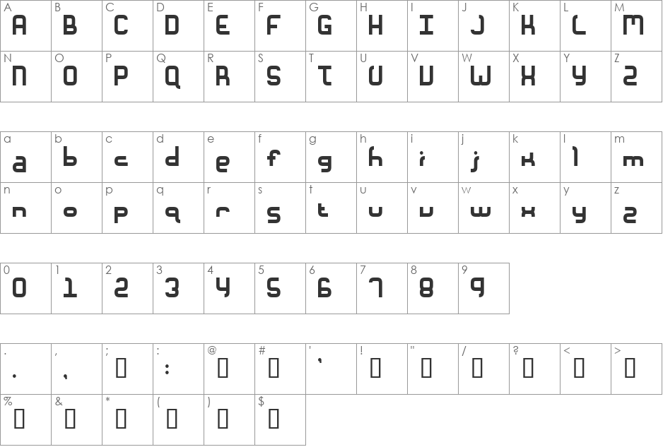 Unionform font character map preview