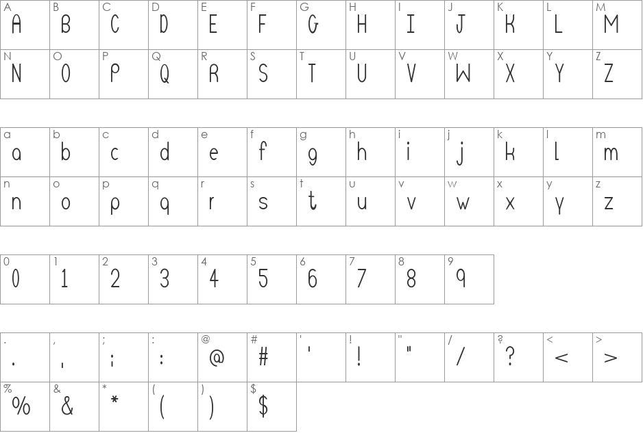 Unique Alpha 101 font character map preview
