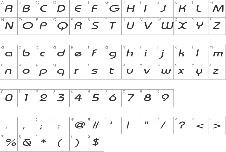 UniqueExtended font character map preview
