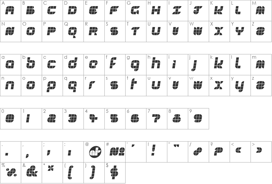 Unit3 font character map preview