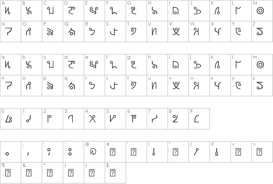 Unitolog font character map preview