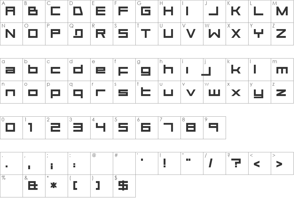Aerial font character map preview