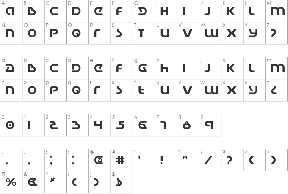 Universal Jack Shadow Italic font character map preview