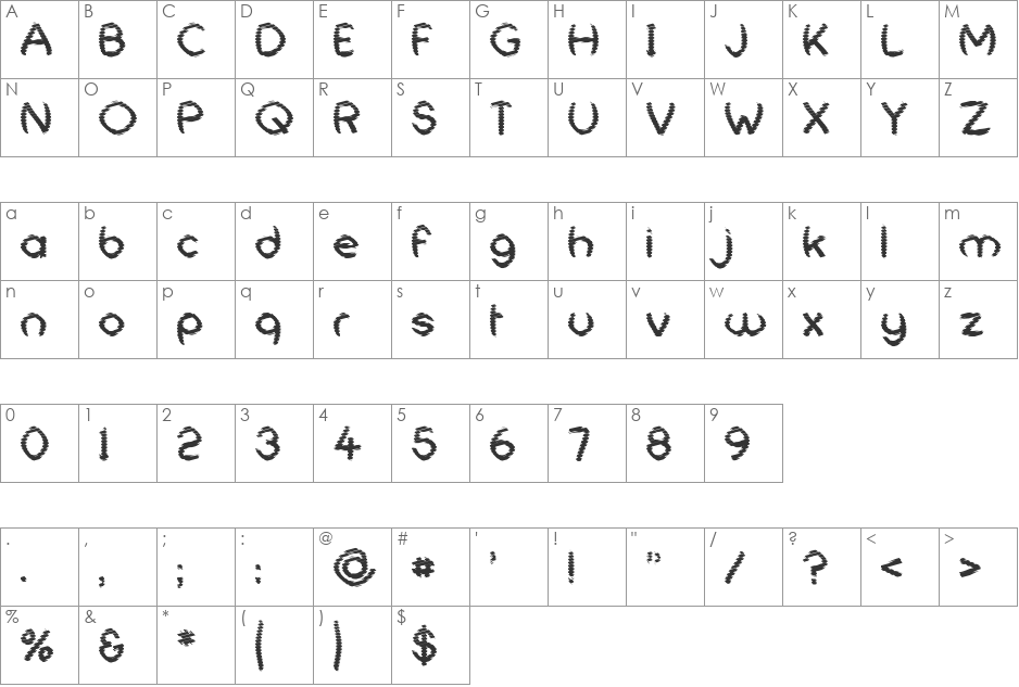 Universal Shatter font character map preview