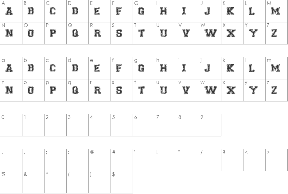 Universal-college_DEMO-version font character map preview