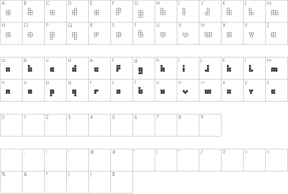 UNIVERSALISME font character map preview