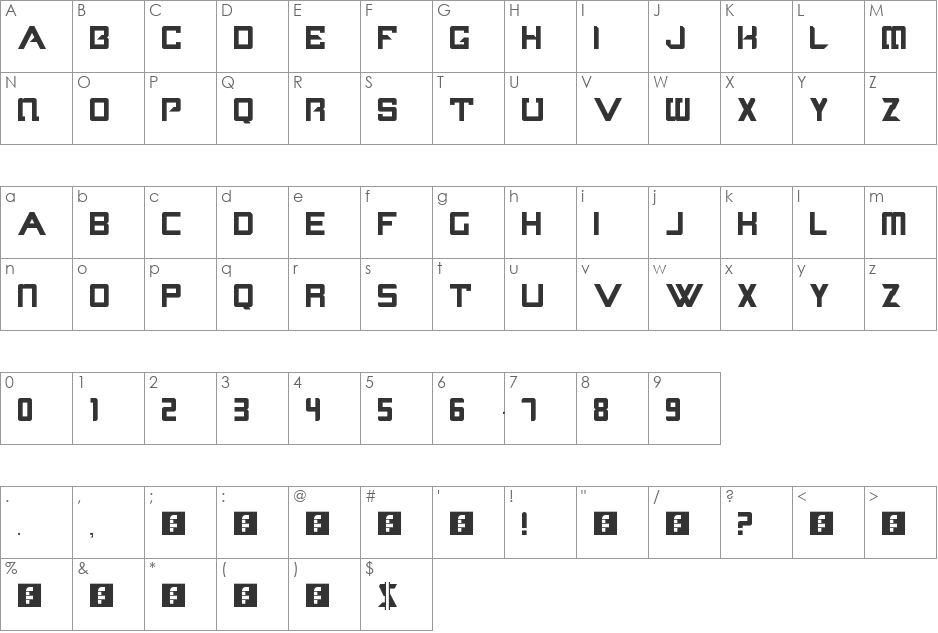 universatario font character map preview