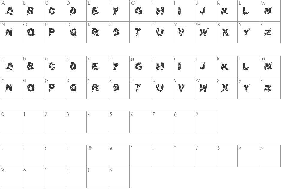 aerial font character map preview