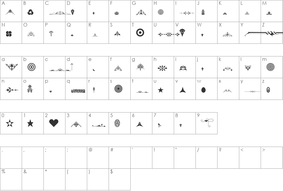 Unnamed Ornaments Series Two font character map preview