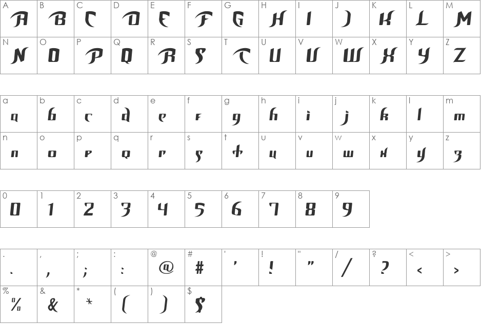 Unofficial BoP Font font character map preview