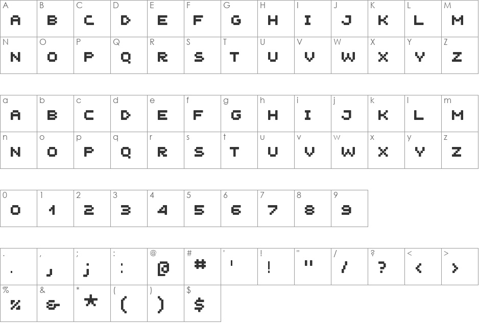 Unscreen font character map preview