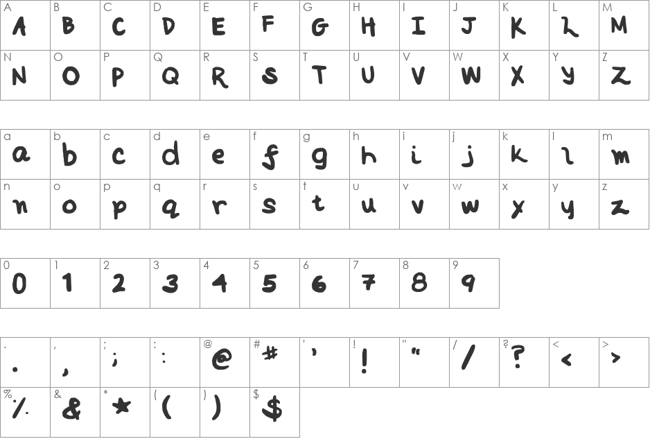 Aeric font character map preview
