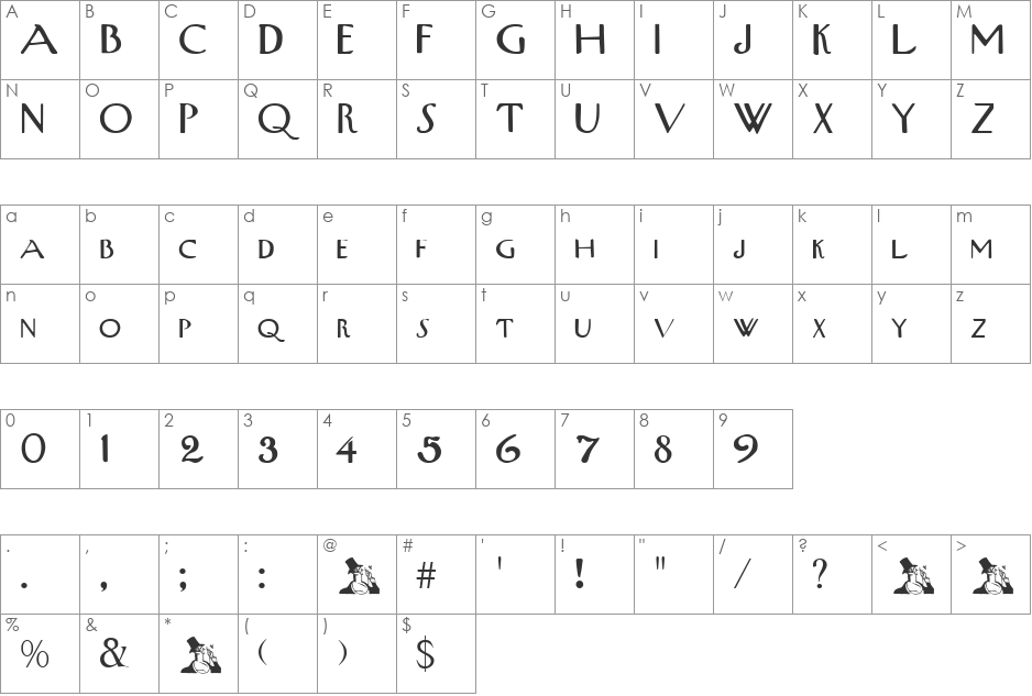 Upper-WestSide font character map preview