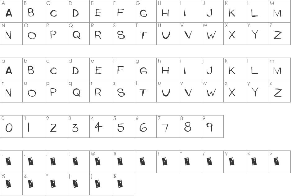UpperSide font character map preview