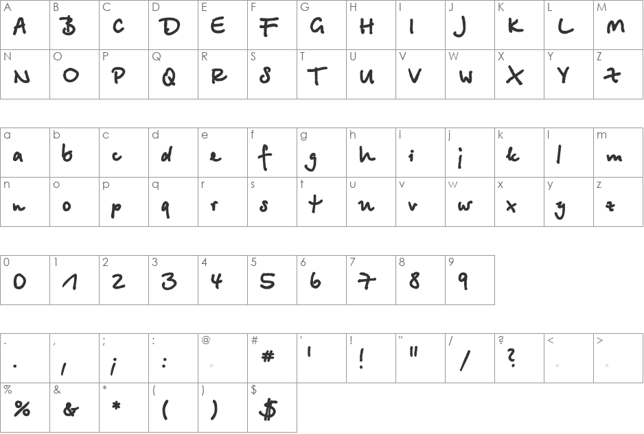 BetinaScriptExtraCTT font character map preview