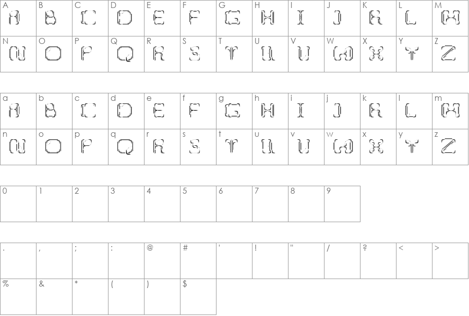 UpUp DownDown font character map preview