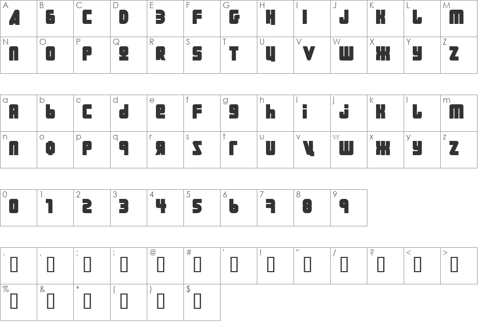 URAL  font character map preview