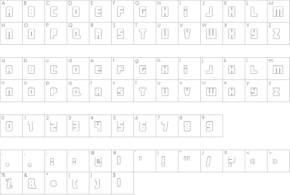 Urban Constructed font character map preview