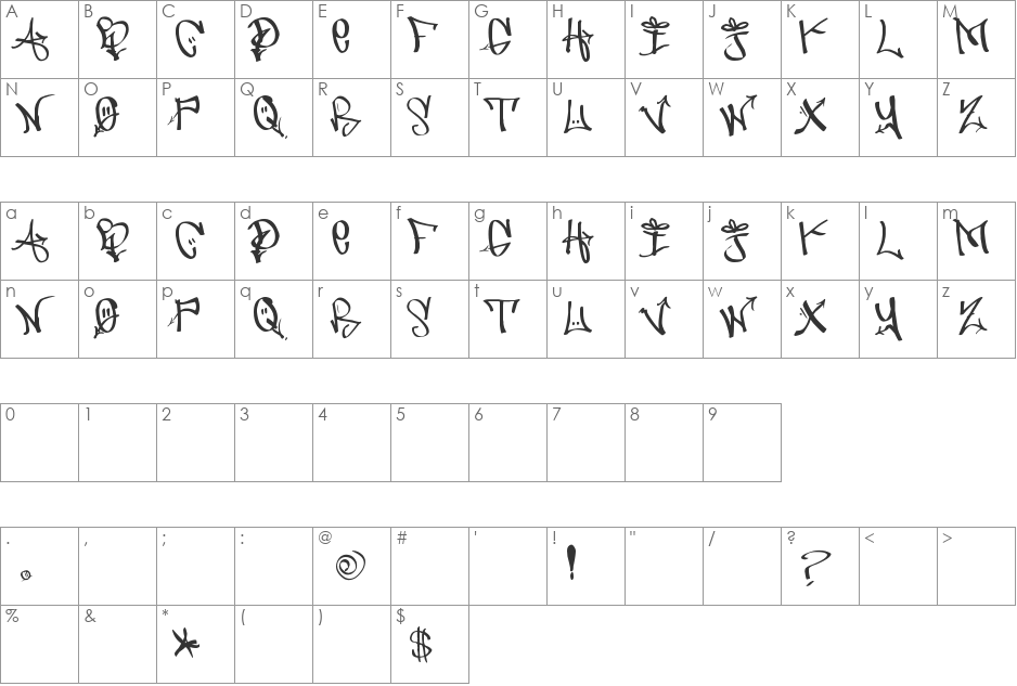 URBAN HOOK-UPZ font character map preview