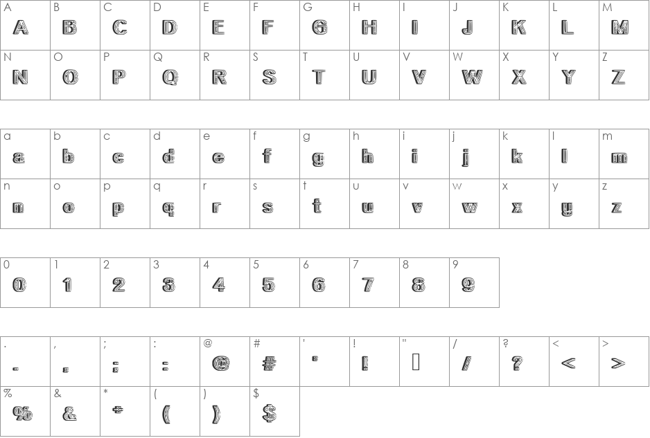UrbanForestry font character map preview