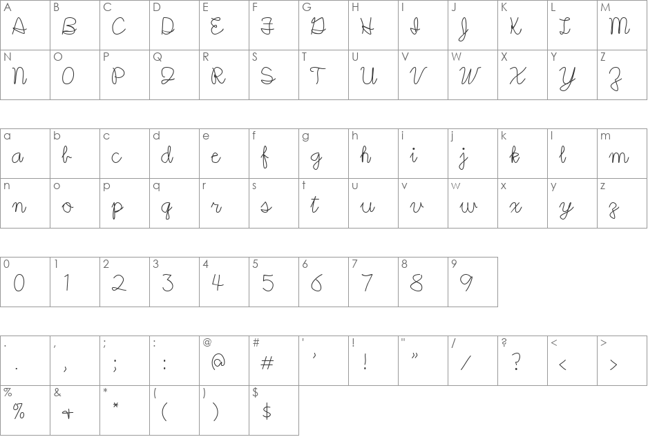 UrbanScrawl font character map preview