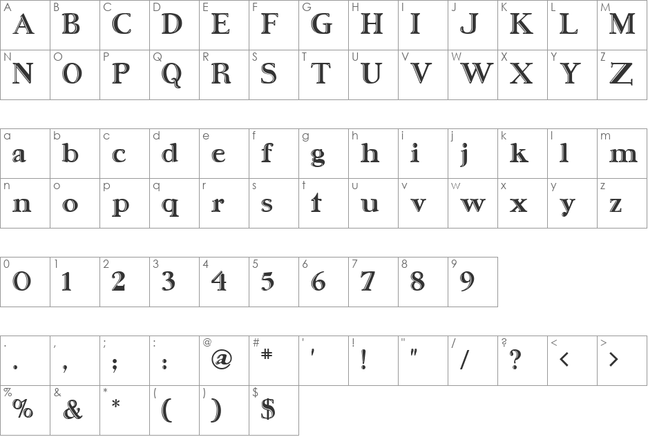 Ursa font character map preview