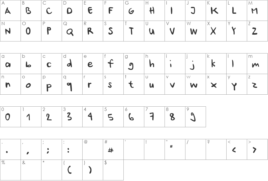 Ursula-Handschrift font character map preview