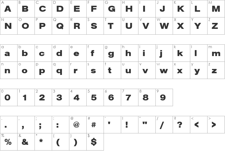 URWAccidaliaBucTExt font character map preview
