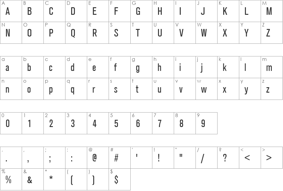 URWAccidaliaTRegNar font character map preview