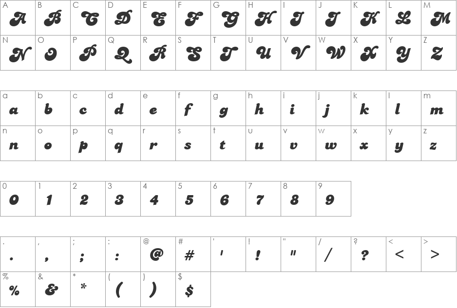 URWCippusD font character map preview
