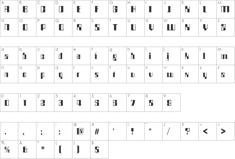 URWCondorcetD font character map preview