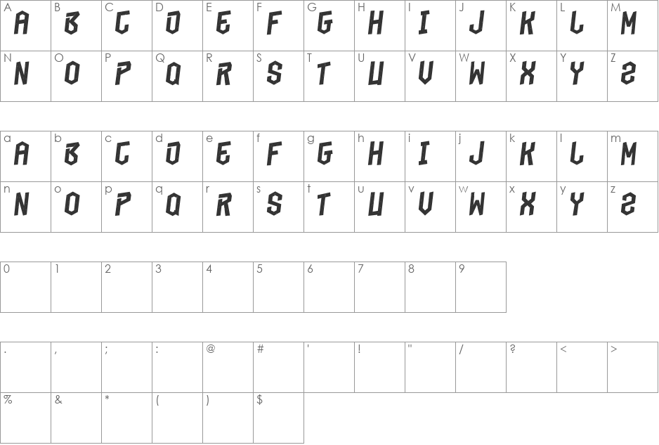 Beungeut Sia font character map preview