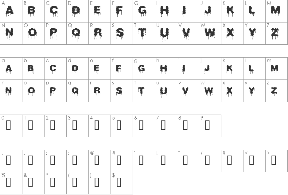 Beurk font character map preview