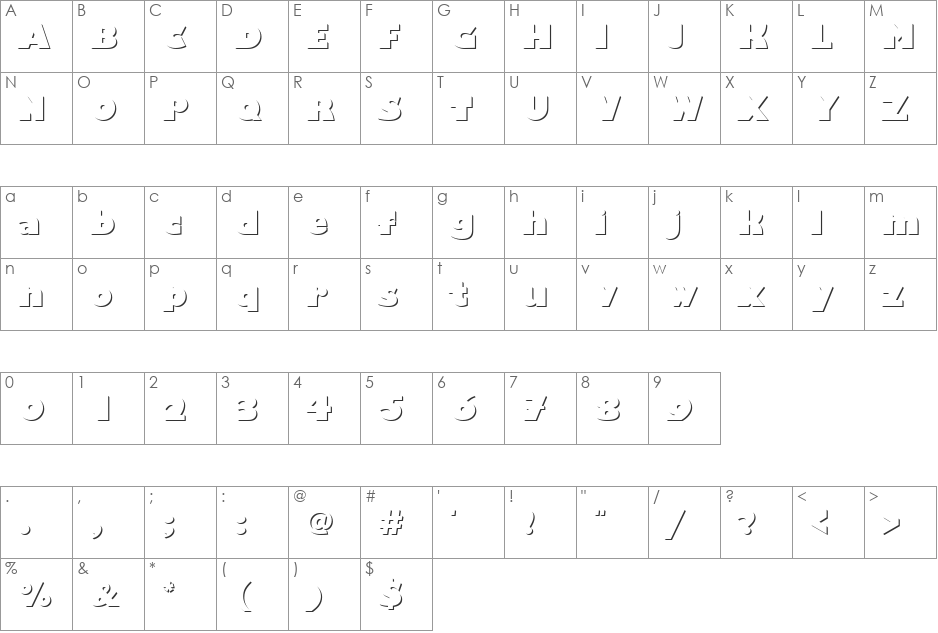 URWGalaxieultbolOnlShaD font character map preview