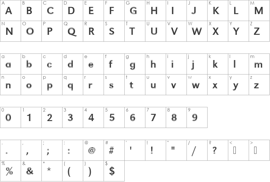 URWGroteskTRegIn1 font character map preview