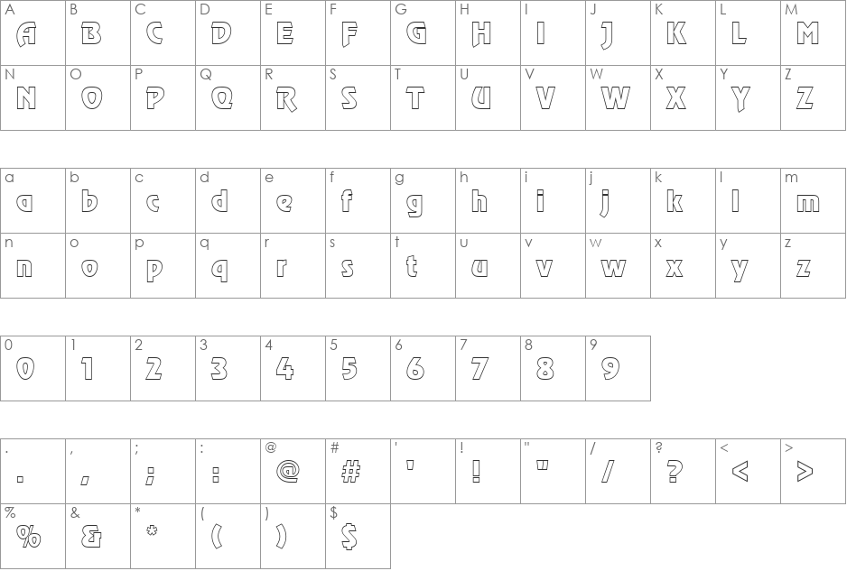 URWRectiOutP font character map preview