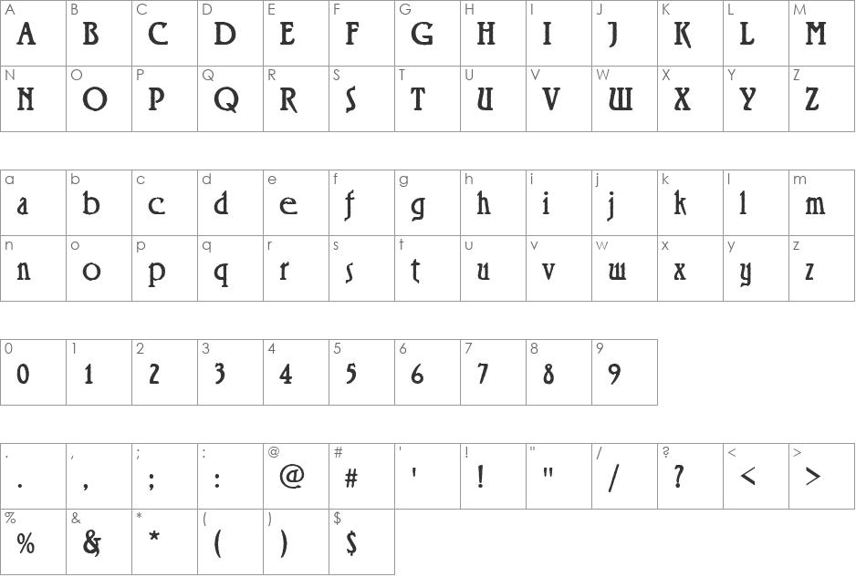 URWRheaAntD font character map preview