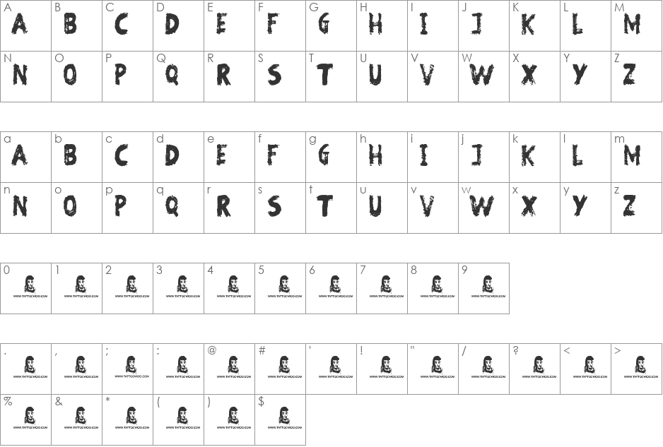 Beware of the Zombies font character map preview