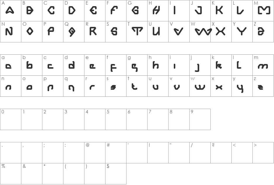 Aero Dynamic font character map preview